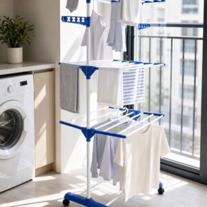 Varal de Chão Vertical Dobrável 3 Andares - Reforçado e Mais Resistente - Varal de Roupas Vertical Grande Retrátil - Imagem 2
