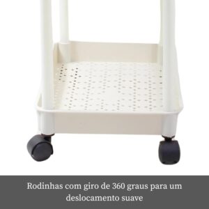 Carrinho Organizador Multiuso 3 Andares – Com Rodinhas 360°, Cestos, Fruteira, Estrutura Reforçada, Ganchos Laterais, Fácil de Montar, Ideal para Cozinha, Banheiro, Lavanderia, Escritório (PRETO) - Imagem 5