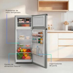 Geladeira Refrigerador HQ 230 Litros Duplex Defrost, Baixo Consumo A+++ Preto/Cinza HQ-230RDFS (220, Volts) - Imagem 4