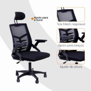 Cadeira Escritório Executiva Diretor Relax Ergonômica Preto (1) - Imagem 7
