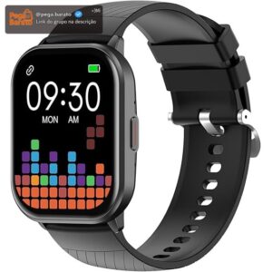 Relógio Digital Feminino Masculino Smartwatch Inteligente Bluetooth, Full Touch a Prova d 'água IP68 com 120+ Modos de Exercício e Esporte, Preto - Imagem 1
