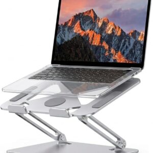 Suporte para Notebook em Aço Carbono - Apoio Ajustável e Ventilado para MacBook e Laptops até 17.3" (10KG) - Apoiador de Notebook Ergonômico, Ideal para Home Office e Estudos (Prata) - Imagem 1