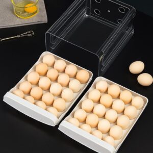 Porta Ovos Empilhável com Gaveta 2 Camadas 32 Unidades para Geladeira, Organizador de Ovos em Plástico PP Premium, Cozinha Compacta, Armazenamento Alimentos, Transparente e Durável - Imagem 2
