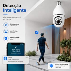 Câmera de Segurança IP WiFi Full HD 1080p, Visão Noturna Infravermelho, Detecção de Movimento, Áudio Bidirecional, Giratória, Prova D'água, Bivolt - Imagem 5