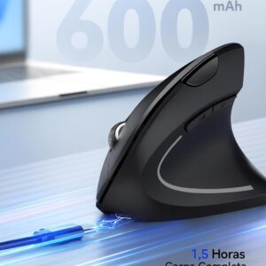 Mouse Vertical Ergonômico, Sem Fio, 1600 DPI, Mouse Ortopédico Bluetooth 2.4G, 6 Botões, Posição da Mão Correta, Evita Inflamações no Pulso e Tendões, Trabalho, Jogos e Estudos, Recarregável USB - Imagem 2