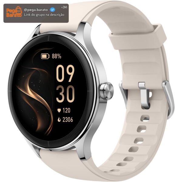 Bettdow SmartWatch, Relogio Smartwatch Feminino, 1.27" Ecrã tátil, à prova d'água IP68, 100+ Modos Esportivos, chamada Bluetooth, Compatível com Android iOS, voz por IA (Bege)