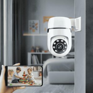 Câmera Wi-Fi Inteligente, Uso Interno/Externo, Estilo Domo, 720p/1080p, Áudio Bidirecional, Segurança/Monitoramento, I35, Sem fio/Com fio, Visão Noturna, Wi-Fi, AC/DC - Imagem 2