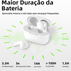 Fone de Ouvido Bluetooth 5.3, Graves Potentes, Drivers de 13mm, 14H de Reprodução, Resistência à Água, Fone sem fio tws (rosa) - Imagem 3