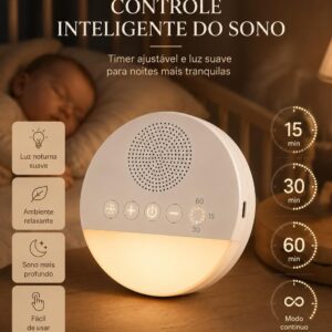 Aparelho de Ruído Branco para Dormir, Bebê, Adultos, Sons Relaxantes, Timer - Imagem 5