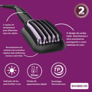 PHILIPS Escova Alisadora Aquecida para Cabelos BHH880 BIV - Imagem 9