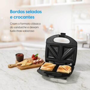 Sanduicheira Fast Time Elgin – 800W Placas Duplas 220V, Moderno, Aço inoxidável, Metal, Plástico - Imagem 3