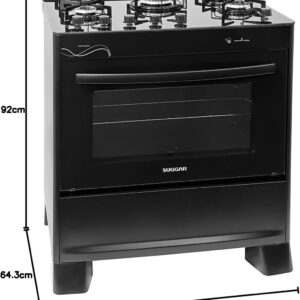 SUGGAR FOGÃO NEO GLASS PRETO MESA DE VIDRO 5 BOCAS TREMPE 6 APOIOS ACENDIMENTO AUTOMÁTICO FGVNG510PT - Imagem 3