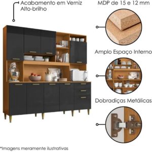 Armário de Cozinha Completa Aramóveis Kit Mega 9 Portas 2 Gavetas - Imagem 4
