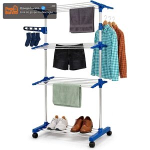 Varal de Chão Vertical Dobrável 3 Andares - Reforçado e Mais Resistente - Varal de Roupas Vertical Grande Retrátil - Imagem 1