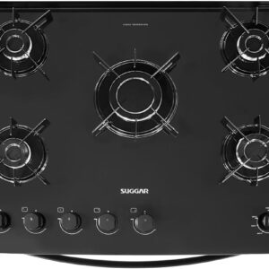SUGGAR FOGÃO NEO GLASS PRETO MESA DE VIDRO 5 BOCAS TREMPE 6 APOIOS ACENDIMENTO AUTOMÁTICO FGVNG510PT - Imagem 8
