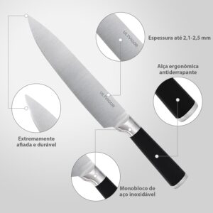 Conjunto de Facas 5 Peças, 4CR13 Aço Inoxidável Afiado e Durável, Cabo antiderrapante, Corte Preciso para Cozinhas Domésticas, Inclui Faca de Chef, Santoku, Preto - Imagem 5