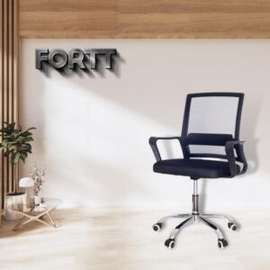 Cadeira de Escritório Secretária com Base Cromada com Rodinha Fortt Madri Preta - Csf05-p - Imagem 2