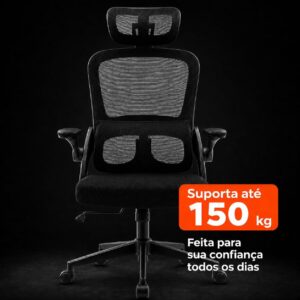 Cadeira de Escritório Almirante P600 Mesh Reclinável Preta 150Kg - Imagem 4