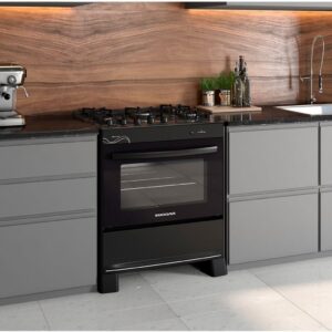 SUGGAR FOGÃO NEO GLASS PRETO MESA DE VIDRO 5 BOCAS TREMPE 6 APOIOS ACENDIMENTO AUTOMÁTICO FGVNG510PT - Imagem 2
