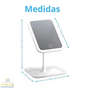Espelho Maquiagem LED Recarregável 3 Cores de Luzes Touch Linear Ajustável Base Porta Jóias - STAR - Imagem 4