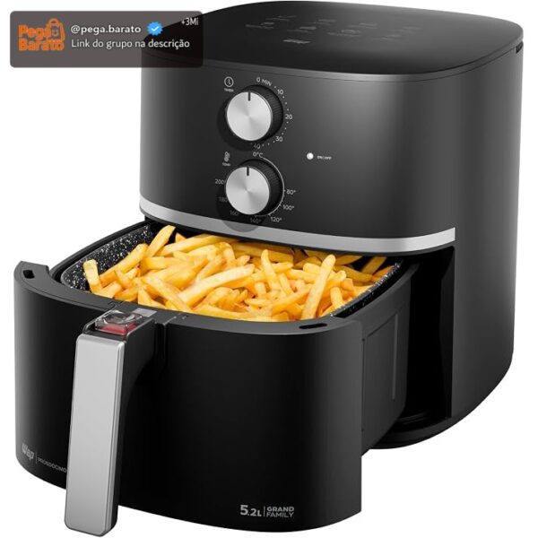 WAP Fritadeira Elétrica Air Fryer GRAND WAFG2S 5,2L Temperatura Ajustável, Revestimento Antiaderente, 1500W 220v