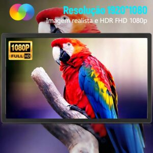 Monitor portátil de 15,6 polegadas, conectividade USB-C e HDMI, resolução Full HD 1080p, falantes integrados compatível com diversos dispositivos–Preto - Imagem 2