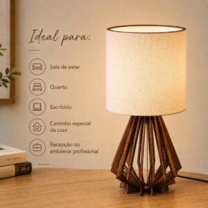 Luminária Abajur Hanara 40 Cm Sala Quartos Moderno com Cúpula Clara Decoração - Imagem 3