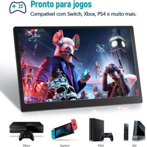 Monitor portátil de 15,6 polegadas, conectividade USB-C e HDMI, resolução Full HD 1080p, falantes integrados compatível com diversos dispositivos–Preto - Imagem 8