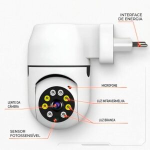 Câmera Wi-Fi Inteligente, Uso Interno/Externo, Estilo Domo, 720p/1080p, Áudio Bidirecional, Segurança/Monitoramento, I35, Sem fio/Com fio, Visão Noturna, Wi-Fi, AC/DC - Imagem 5