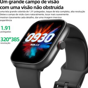 Bettdow SmartWatch, relogio smartwatch com 1.91" Ecrã tátil e AI, à prova d'água IP68, relogio feminino e masculino com 100+ Modos Esportivos Faz e Recebe Ligações(ouro) - Imagem 3