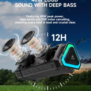 MLOVE P3 Alto-falante Bluetooth Portátil IPX7 à Prova d'água, 40W Bass, Bluetooth 5.3, Emparelhamento estéreo sem fio, TWS, Suporte Micro SD, USB-C Charing, Preto - Imagem 3