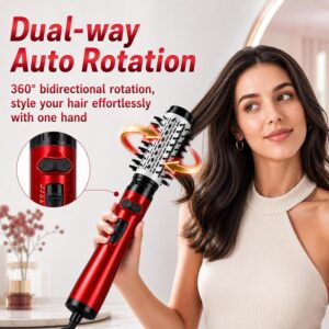 Escova Secadora Rotativa 3 Em 1 Com Cabeça de Substituição Preta, Escova Secadora Modeladora Bivolt, 1200w, Cabo de Alimentação Com Rotação de 360°(Vermelho) - Imagem 2