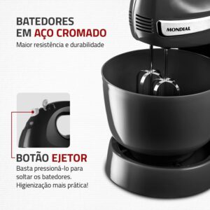Batedeira Premium, Mondial, Preto/Inox, 500W, 220V - B-04 NP - Imagem 6
