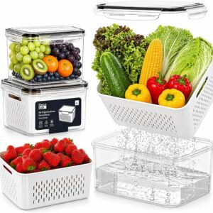 Decolab Kit 3 Potes Herméticos MaxFresh® com Cesto Interno Removível, Organizador para Cozinha e Geladeira, Multiuso, Porta Mantimentos Gerais, Plástico BPA Free - Imagem 1