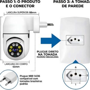 Câmera Wi-Fi Inteligente, Uso Interno/Externo, Estilo Domo, 720p/1080p, Áudio Bidirecional, Segurança/Monitoramento, I35, Sem fio/Com fio, Visão Noturna, Wi-Fi, AC/DC - Imagem 4
