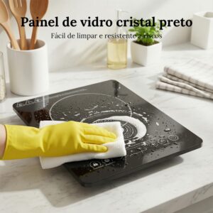 Cooktop de Indução Portátil, 220V, 2200W, 1 Boca, 9 Níveis de Potência, Temporizador 99 Minutos, Trava de Segurança, Preto - Imagem 7