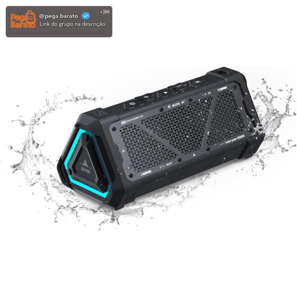 MLOVE P3 Alto-falante Bluetooth Portátil IPX7 à Prova d'água, 40W Bass, Bluetooth 5.3, Emparelhamento estéreo sem fio, TWS, Suporte Micro SD, USB-C Charing, Preto