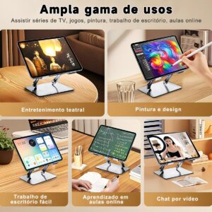Suporte para Notebook em Aço Carbono - Apoio Ajustável e Ventilado para MacBook e Laptops até 17.3" (10KG) - Apoiador de Notebook Ergonômico, Ideal para Home Office e Estudos (Prata) - Imagem 2