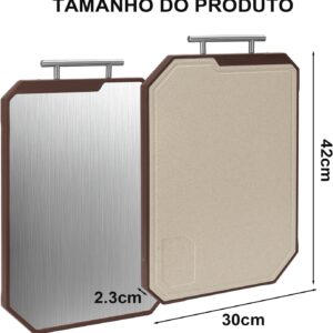 Tabua de Corte Inox Dupla Face em aço Inoxidável e PP, Tamanho Grande 45 * 30 * 2,3 cm, Tábua de Cozinha Antibacteriana, Adequada para Carne, Frutas e Legumes, Proteção Contra Respingos - Imagem 2