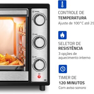 MONDIAL Forno Elétrico 60L Family Grill Inox, Preto/Inox, 2000W, 220V - FRN-60-BI - Imagem 7