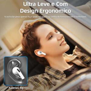 Fones de ouvido Bluetooth 5.3 sem fio, bateria com duração de 40 horas, carregamento USB-C, classificação de resistência à água IPX6, microfone embutido, compatíveis com Android e iOS ROSA - Imagem 2