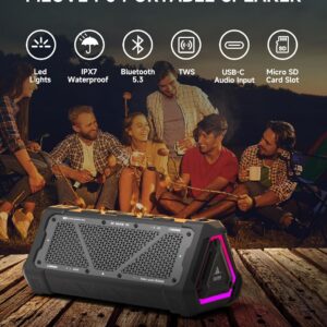 MLOVE P3 Alto-falante Bluetooth Portátil IPX7 à Prova d'água, 40W Bass, Bluetooth 5.3, Emparelhamento estéreo sem fio, TWS, Suporte Micro SD, USB-C Charing, Preto - Imagem 2