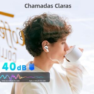 Fones de ouvido Bluetooth 5.3 sem fio, bateria com duração de 40 horas, carregamento USB-C, classificação de resistência à água IPX6, microfone embutido, compatíveis com Android e iOS ROSA - Imagem 3