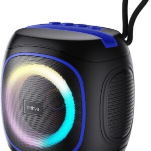 INAVA Caixa de Som Portátil com Suporte para Celular, 15h de Bateria, IPX6 à Prova d'Água, Luzes RGB, Som 360°, TWS/FM/USB/TF (Azul) - Imagem 1
