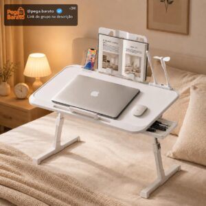 Mesa para Notebook, Ajuste de Altura e Ângulo, 60x40CM, Portátil e Dobrável Mesa para Cama, Sofá e Escritório - Imagem 1