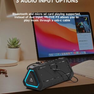 MLOVE P3 Alto-falante Bluetooth Portátil IPX7 à Prova d'água, 40W Bass, Bluetooth 5.3, Emparelhamento estéreo sem fio, TWS, Suporte Micro SD, USB-C Charing, Preto - Imagem 4