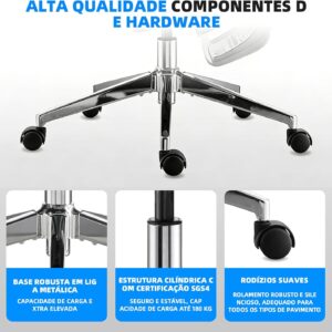 Cadeira de Escritório Ergonômica com Suporte Lombar, Encosto em Mesh Transpirável Braços 3D Aajustáveis e Apoio de Cabeça Regulávell, para Home Office Gamer, Textura Vazada de Relâmpago - Imagem 6