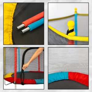 Cama Elástica Infantil com Rede de Proteção, diâmetro 140cm X altura 120cm, Colorida, pula pula para Interior e Exterior ELORIA - Imagem 6