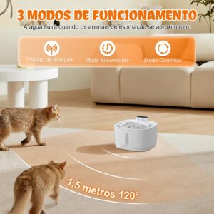 bebedouro para gatos sem fio com sensor, 3,2 L fonte de água para animais de estimaçãoCom bandeja de água de aço inoxidável, fontes dispensadoras de água corrente para gatos,3 conjuntos de filtros - Imagem 4