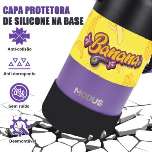950ml Garrafa Térmica de Aço Inoxidável com Alça Paracord | Base Antiderrapante de Silicone – Mantém a Água Gelada por até 24 Horas Preto Roxo - Imagem 5